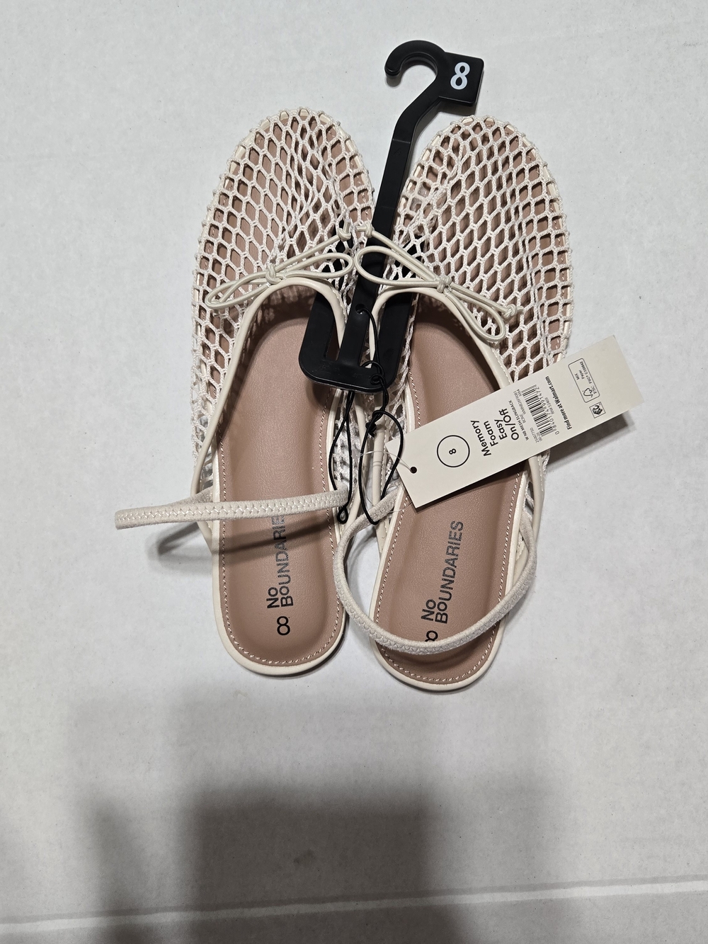 No Boundaries Women’s Cream Mesh Fabric Ballet Flats Slip-On Bow Lightweight